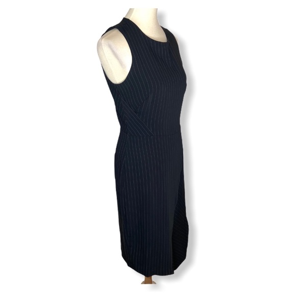 WHBM Black Sleeveless Pinstripe Sheath Dress Sz 6 - Picture 6 of 10